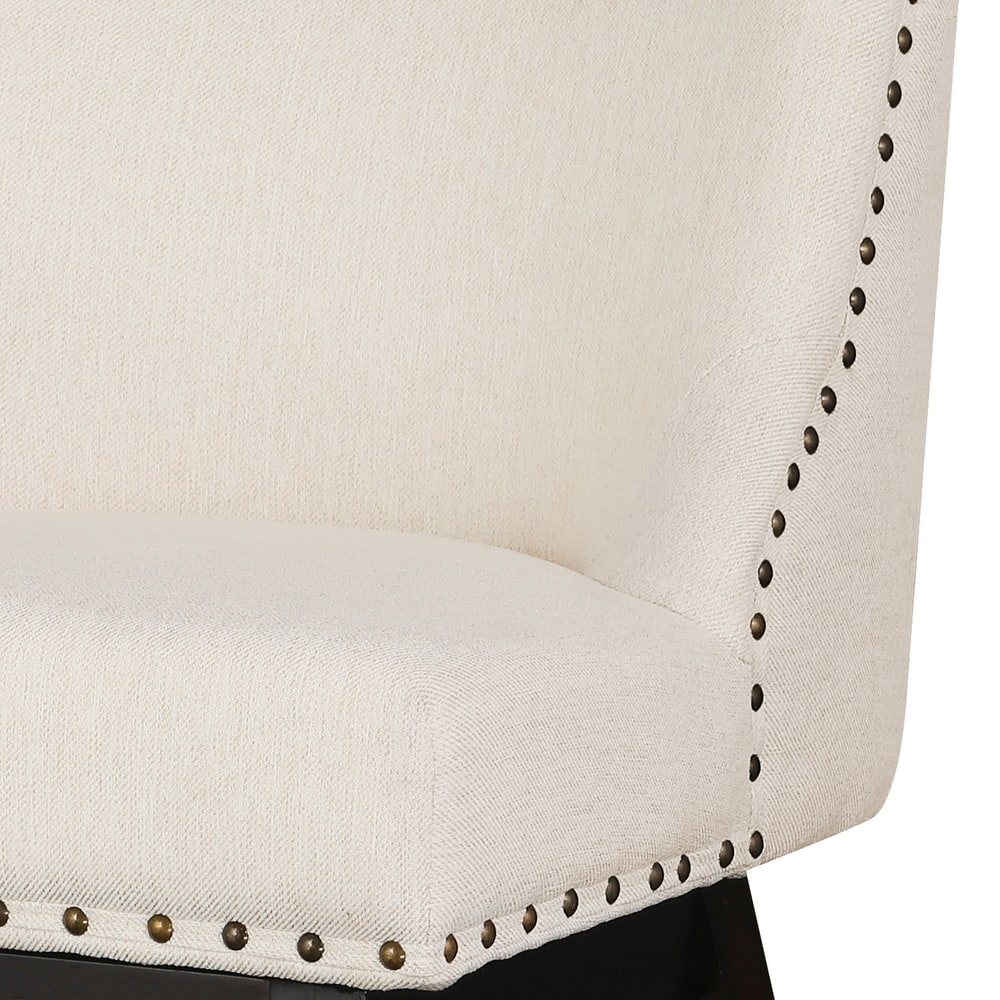 26 in. Fabric Upholstered Counter Height Swivel Bar Stool with Footrest - 19.6"D x 19.6"W x 37"H