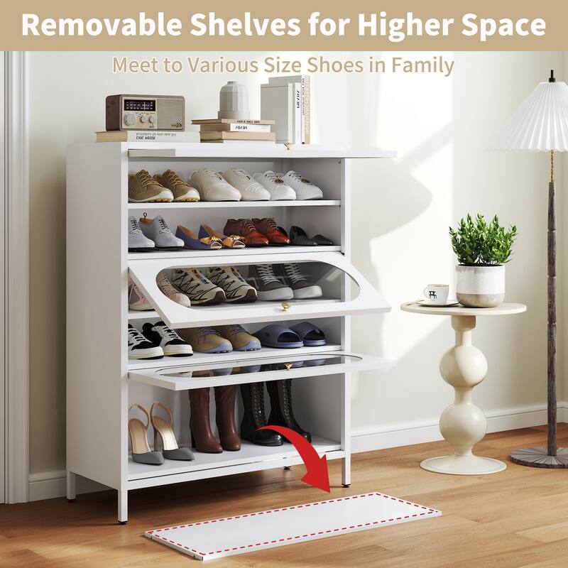 Entryway Shoe Storage Cabinet with 3/4 Flip Doors, Shoe Rack Organizer for Hallway