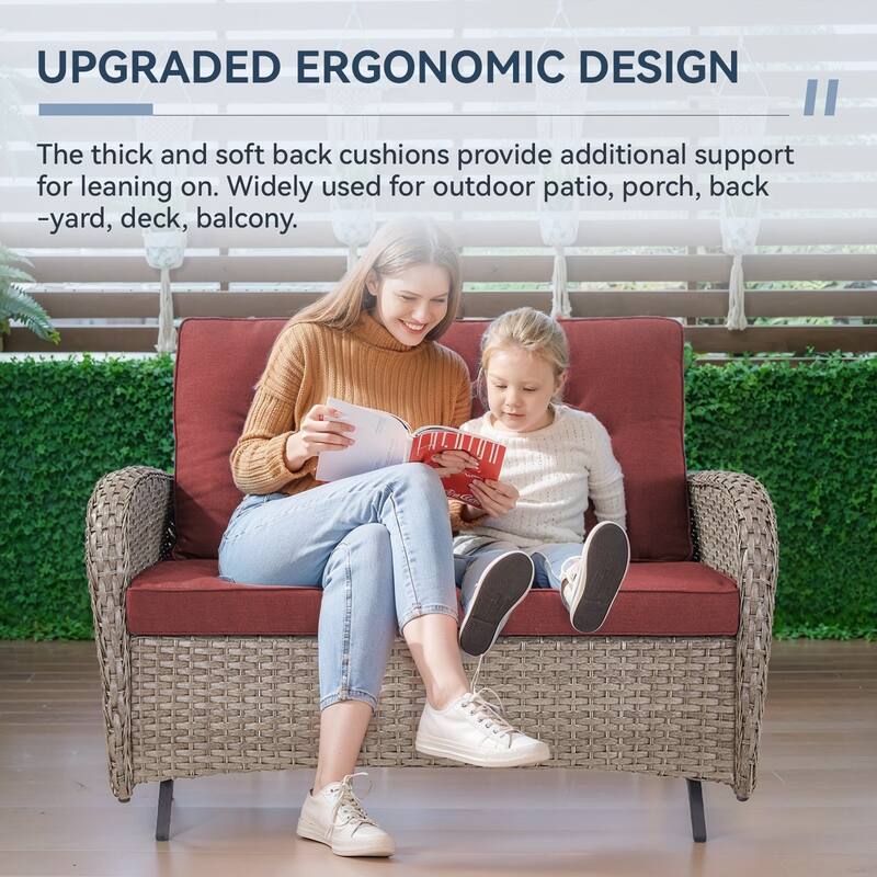 Gymojoy Stylish Patio Loveseat Glider Sofa with Cushions