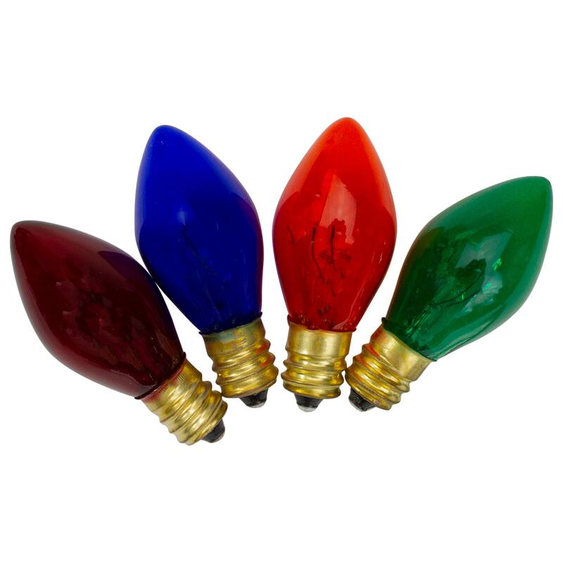 Pack of 4 Multi-Colored C7 Transparent Christmas Replacement Bulbs - 2"