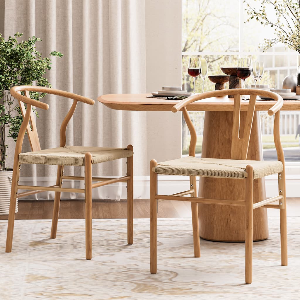 Set of 2 Handwoven Boho Dining Chairs