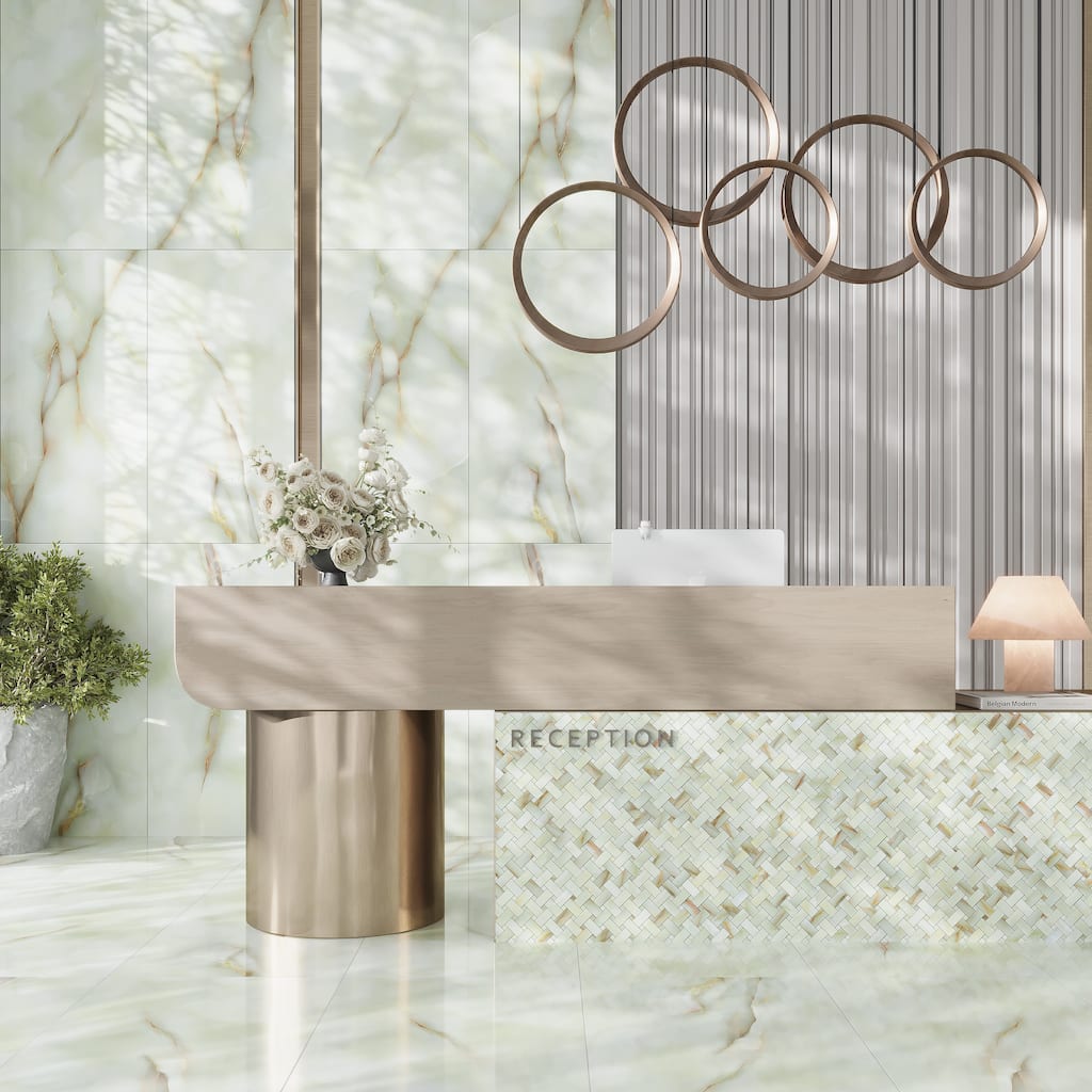 Splendor 24x48 Celadon Giada Porcelain Large Format Onyx Wall and Floor Tile (15.5 sq ft/case) - 2 Pack