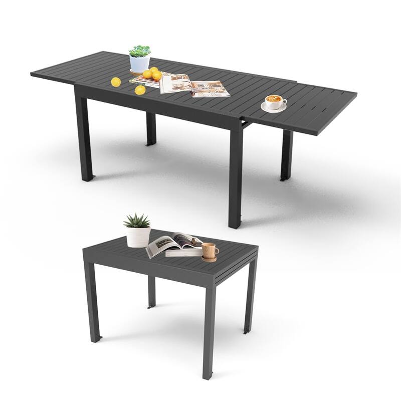 Aluminum Patio Extendable Dining Table, Adjustable Patio Dining Table