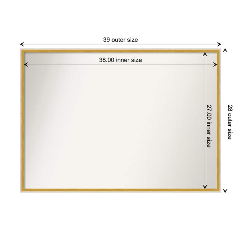 Paige Non-Beveled Wood Framed Wall Mirror - Paige White Gold - Glass Size 38x27