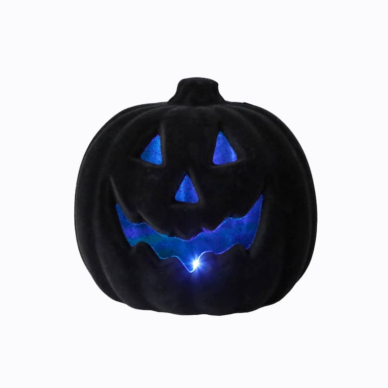 8" Flocked Pumpkin,Led