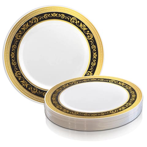 Shiny Royal Rim Disposable Plastic Plate Packs - Party Supplies