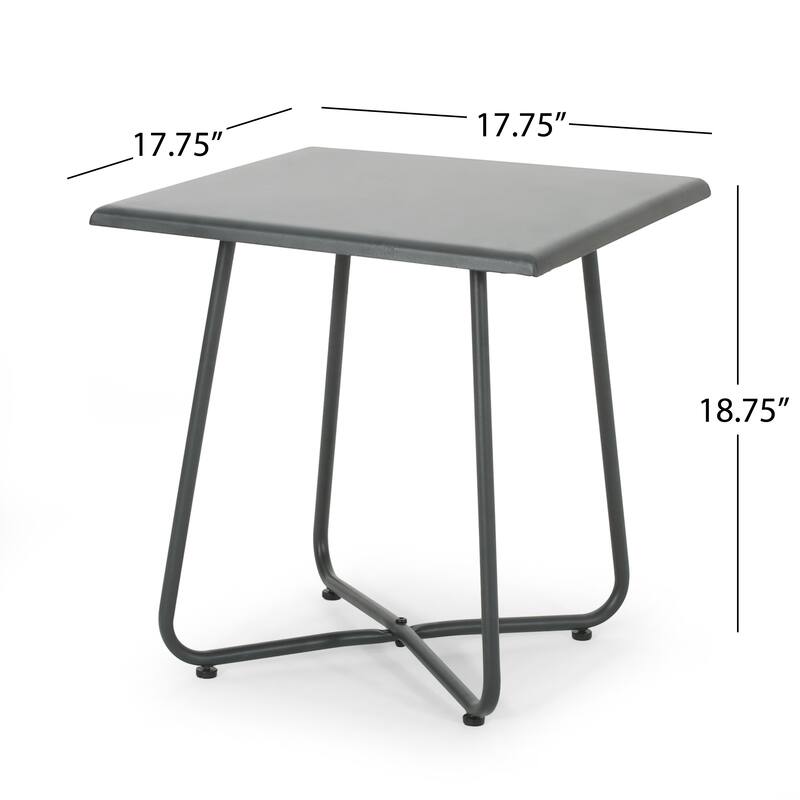 Alder Outdoor Modern 18" Side Table with Steel Legs by Christopher Knight Home