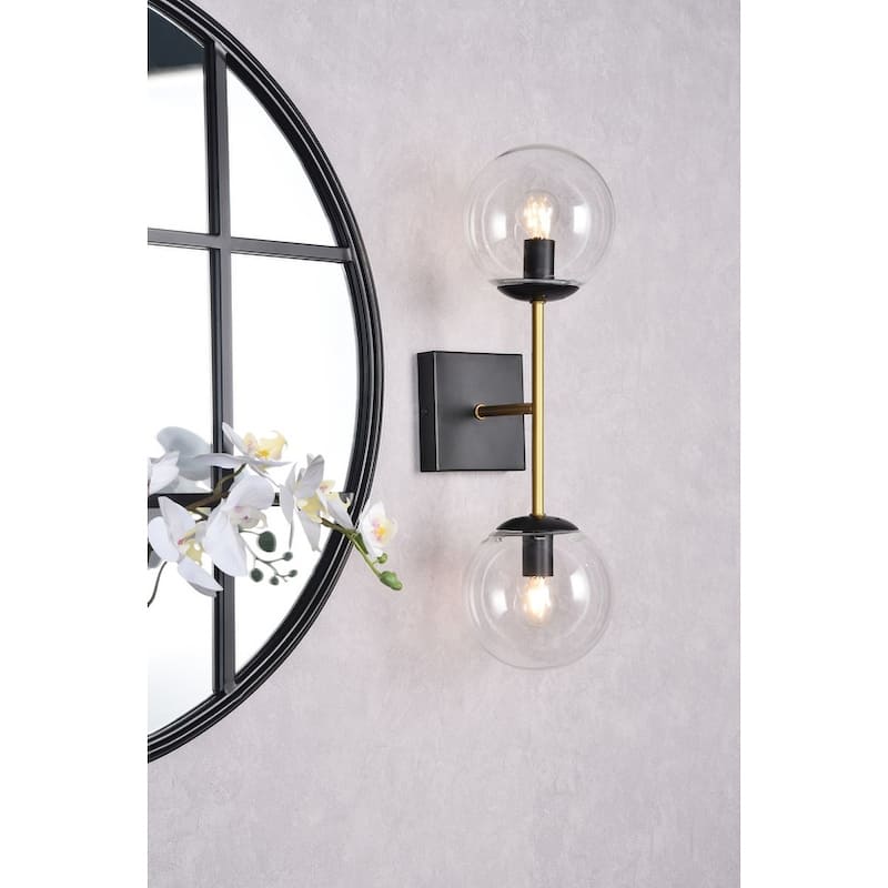Nina 2 Light Clear Glass Wall Sconce