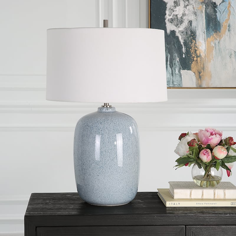 Uttermost Jubilee Sky Blue Table Lamp - 27"H,   Shade 10"H x 18"Dia.