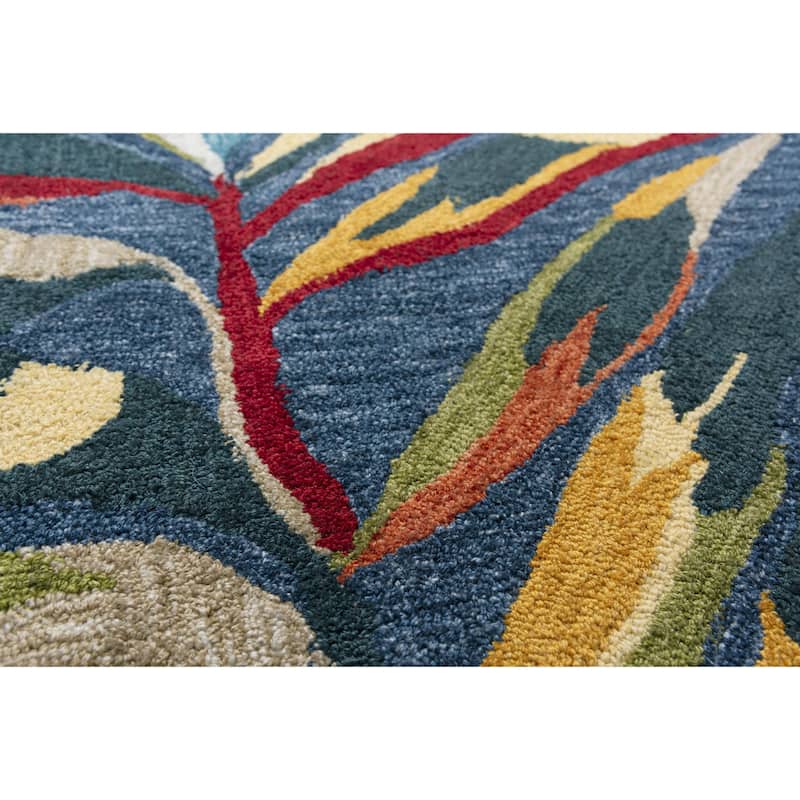 Alora Decor Mirage Blue, Red, Green, Apricot, and Ivory Hand-tufted Rug