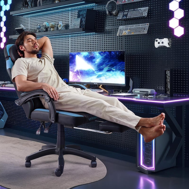 BOSSIN Ergonomic Gaming Chair – 400 lbs Support, PC/Racing Office Chair with Adjustable Swivel, Lumbar Vibration & Headrest