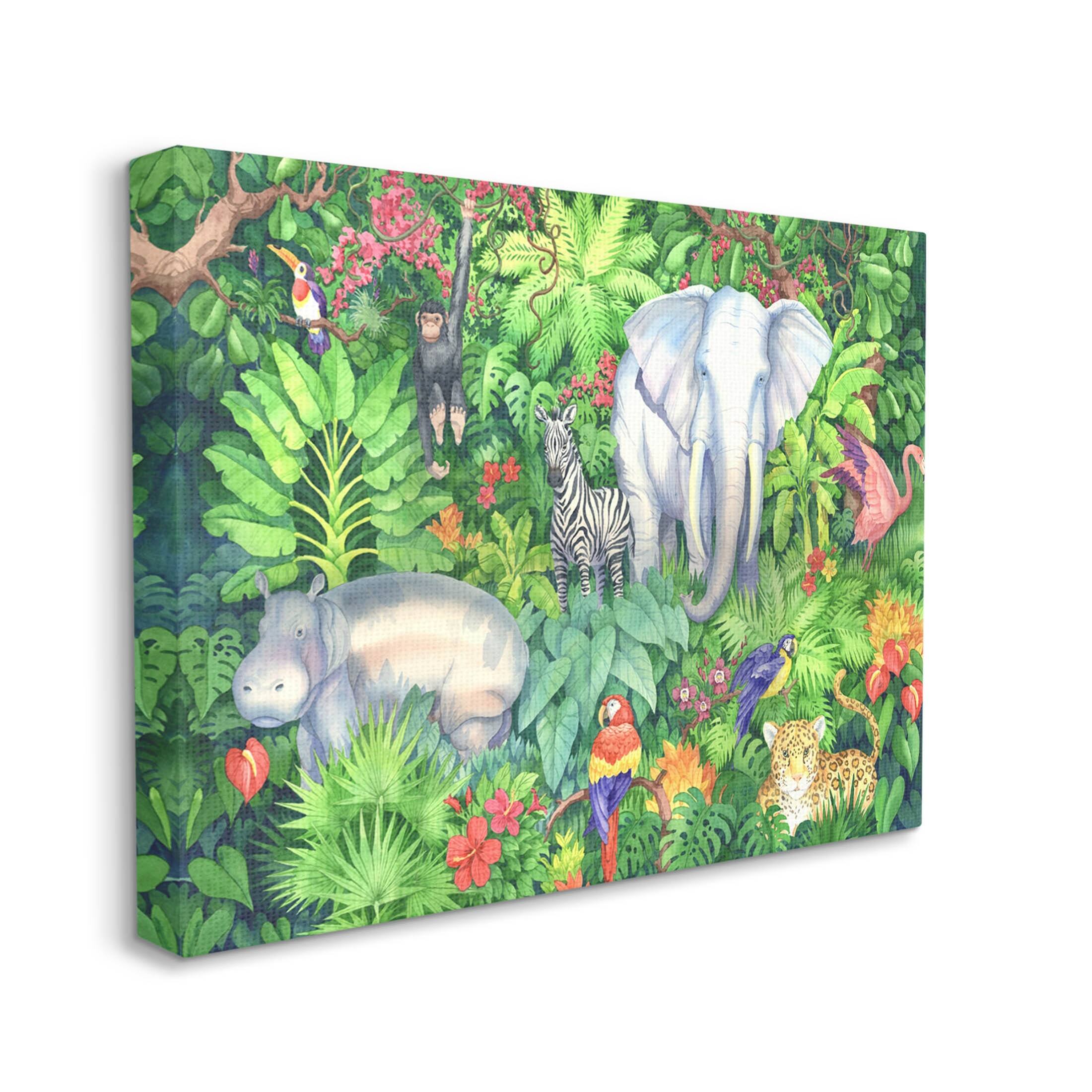 Stupell Industries Detailed Safari Animal Jungle Canvas Wall Art
