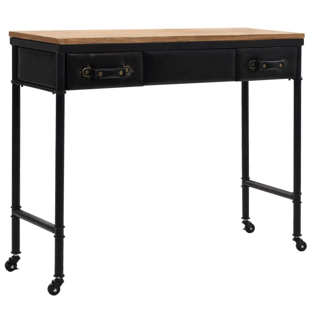 vidaXL Console Table with Castors 39.4"x13"x31.5" Solid Wood Fir - 39.4" x 13" x 31.5"
