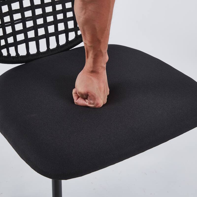 4 Piece Woven Kitchen Dining Chairs with Cushions, Backrest, Stainless Steel Legs for Dining Room Kitchen Living Room Bedroom