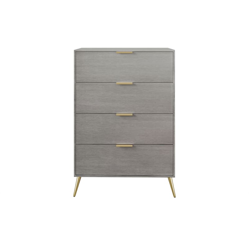 CraftPorch Contemporary 4-Drawers Wooden Chest - Silver Grey