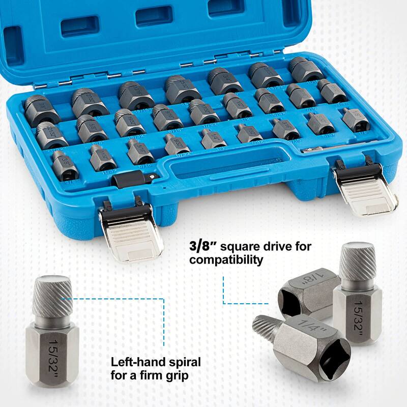 Costway 27 PCS Multi-Spline Screw Extractor Set with 3/8" Drive Hex - See Details