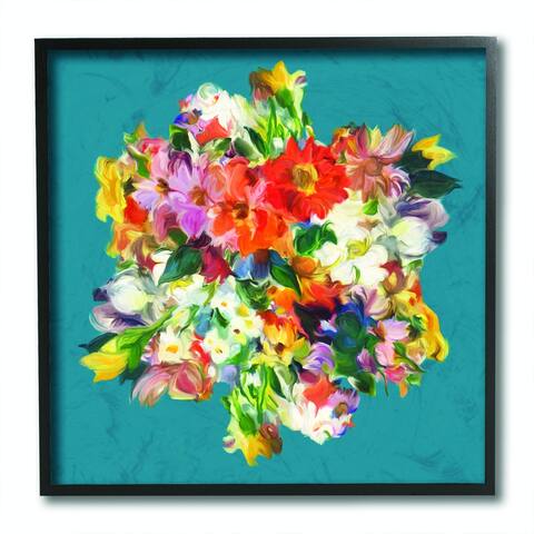 Stupell Industries Beautiful Flower Bouquet On Blue Painting, 12x12, Framed Wall Art, Design by The Saturday Evening Post