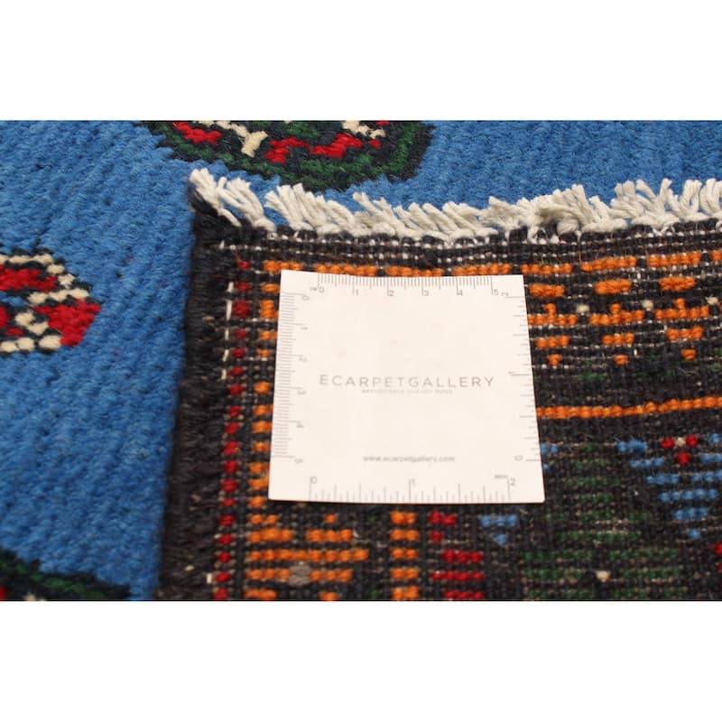 ECARPETGALLERY Hand-knotted Afghan Blue Wool Rug - 2'8 x 3'11