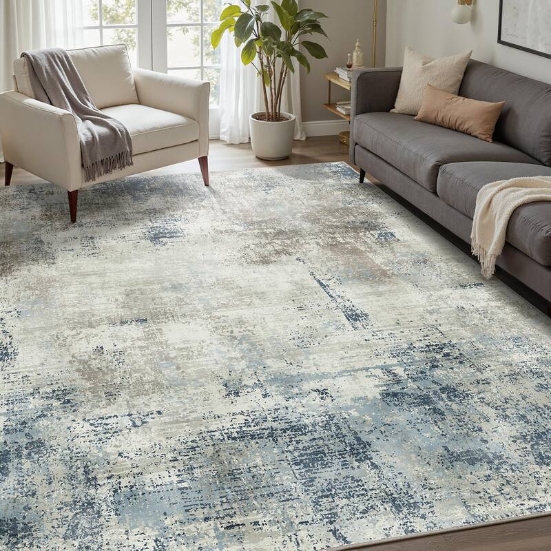 Mcow Modern Abstract Machine Washable Low Pile Area Rugs - 8'X10'