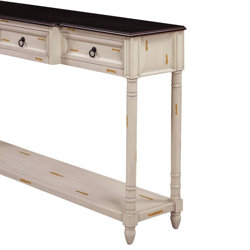 Console Table Sofa Table with Drawers for Entryway with Projecting Drawers and Long Shelf