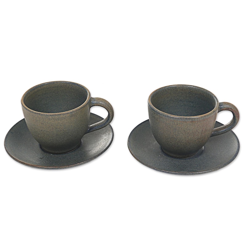 Novica Handmade Memory Ceramic Cups And Saucers (Pair)