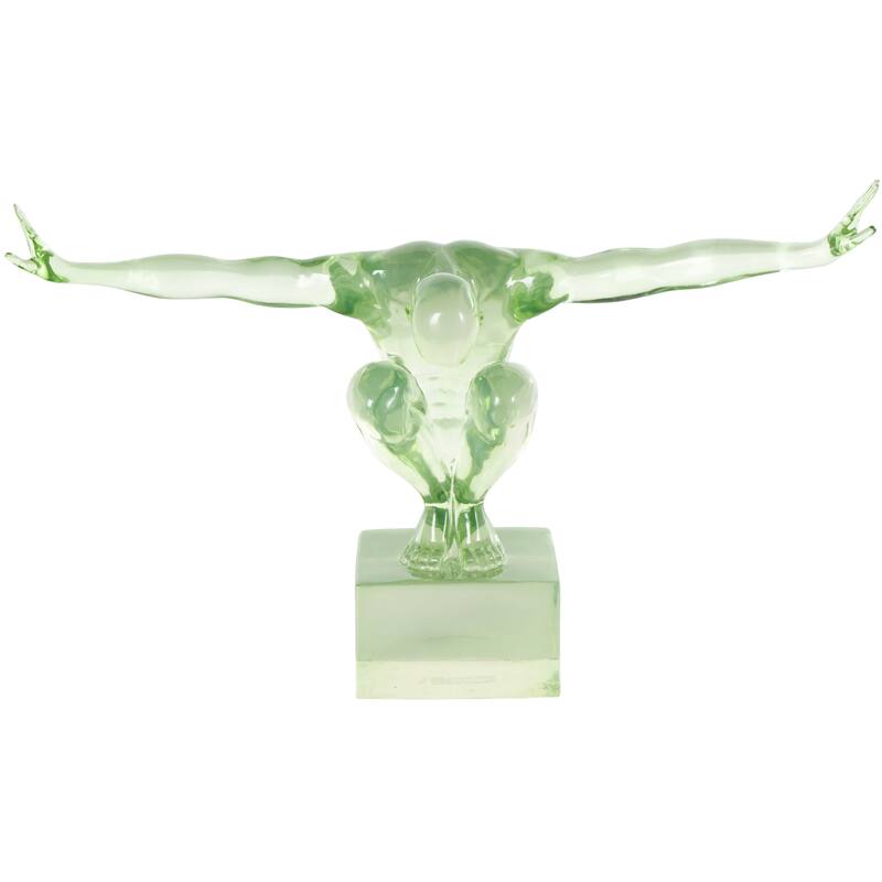 Resin Tinted Posing People Decorative Sculpture - Green Or Blue or Pink - Green