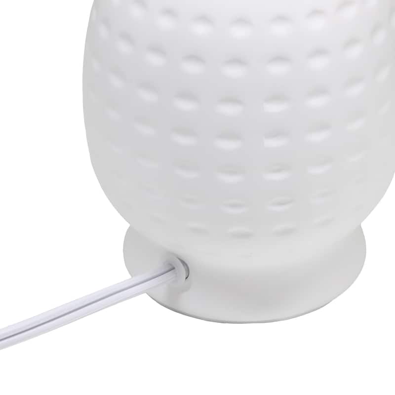 Petite Dimpled Ceramic Table Lamp with Tapered Shade - 12.5" - Off White