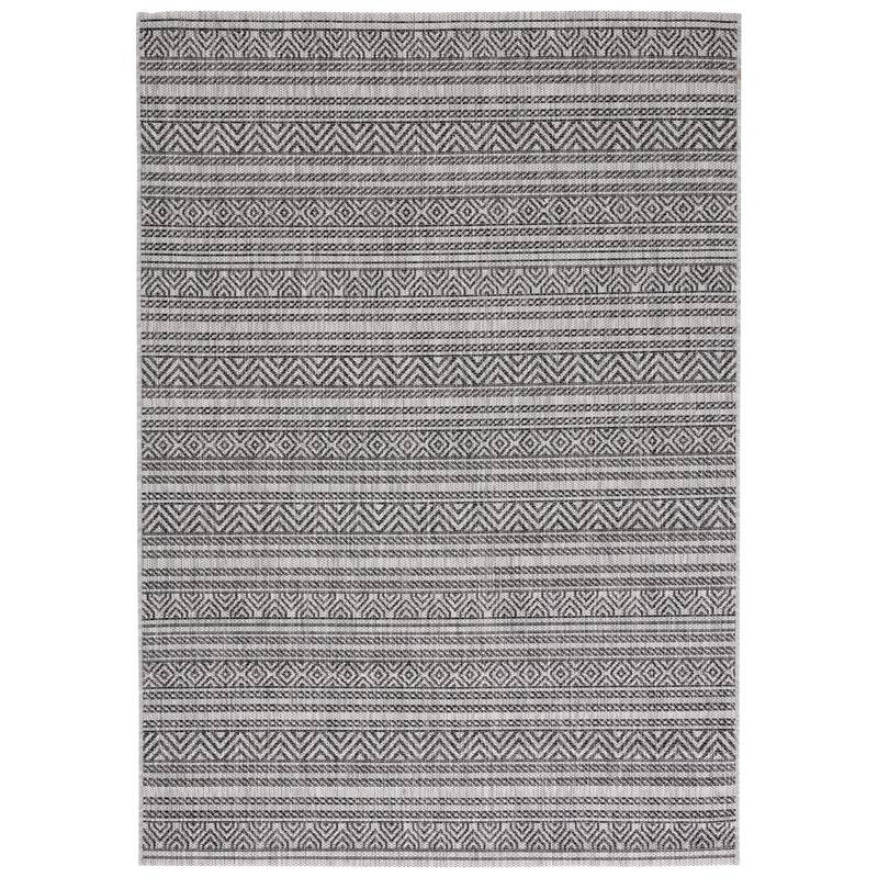 SAFAVIEH Courtyard Rasima Indoor/ Outdoor Waterproof Patio Backyard Rug - 4' x 5'7" - Black/Grey