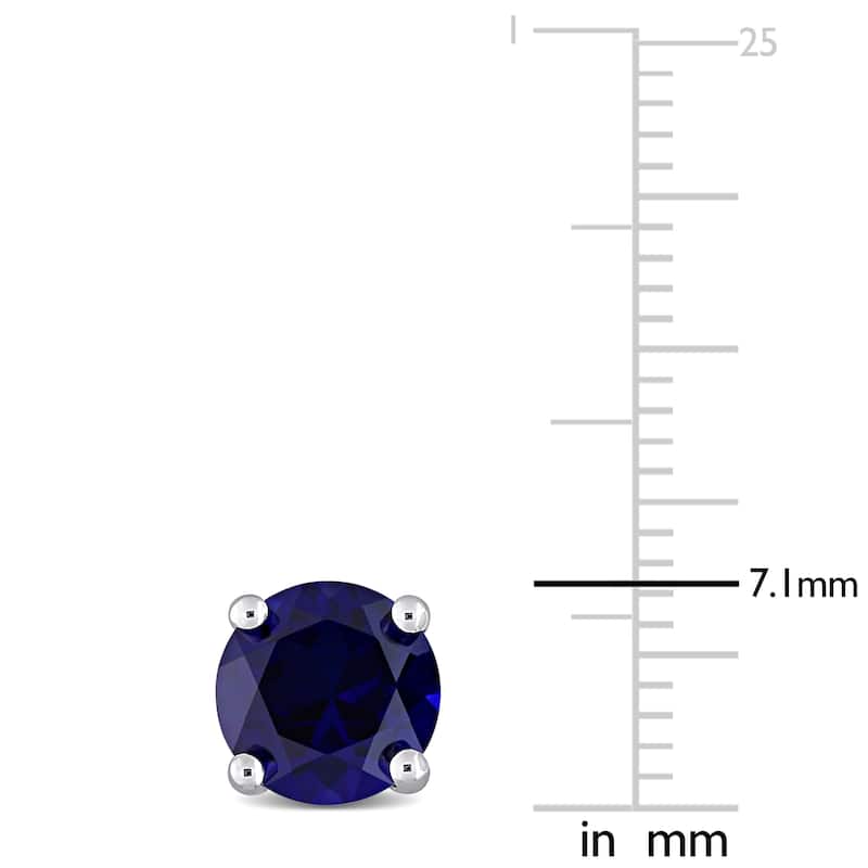 Miadora Created Blue Sapphire Birthstone Solitaire Stud Earrings in Sterling Silver