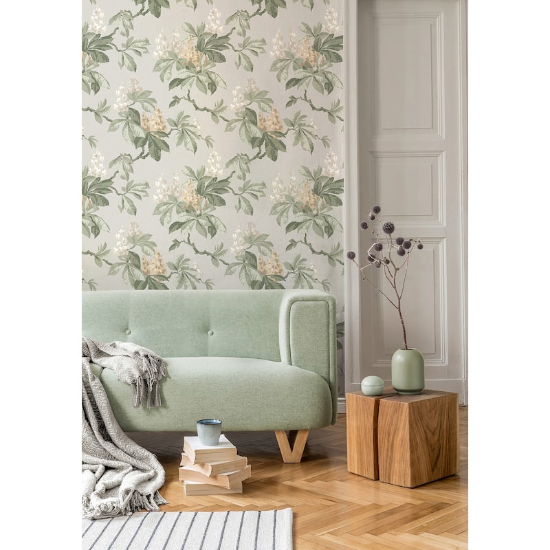 Chestnut Grey Floral Wallpaper