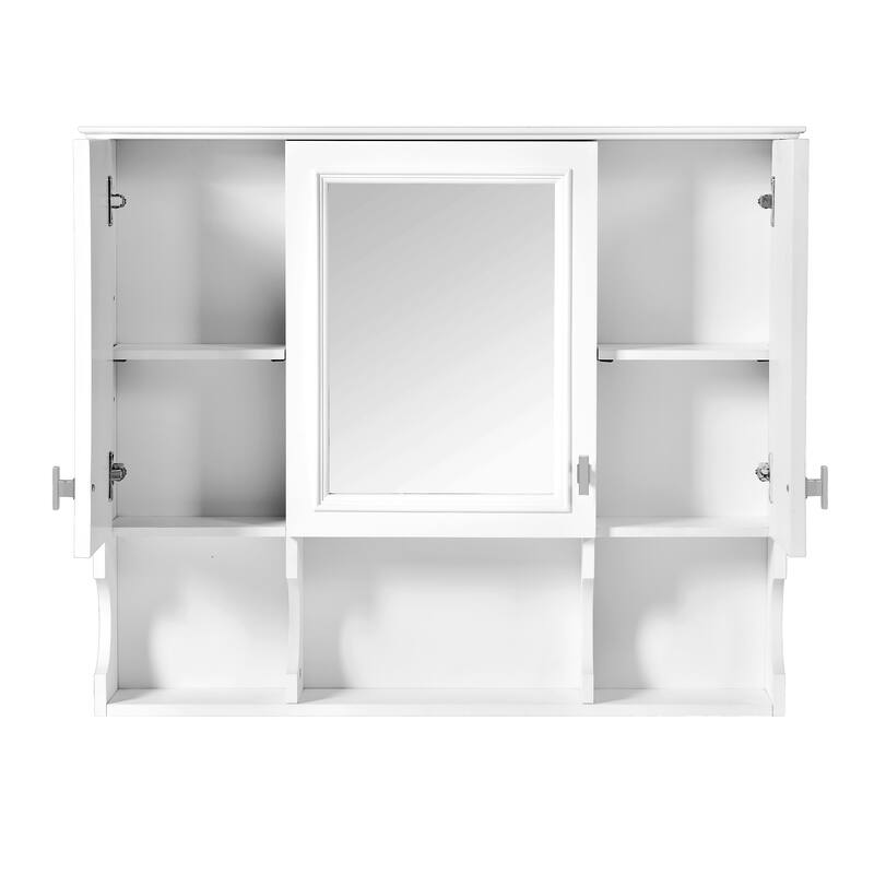 Modern Bathroom Wall Cabinet with Mirror,Mirror Cabinet with Open Shelves,Wall Mounted Bathroom Medicine Cabinet