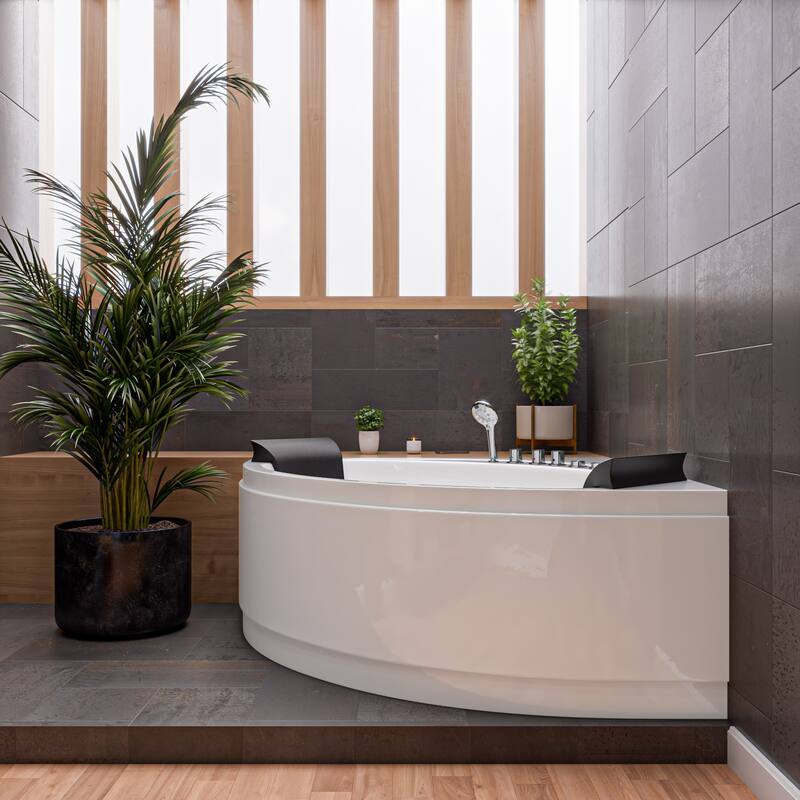 EAGO AM200 5-foot Rounded Modern Double-seat Corner Whirlpool Bathtub
