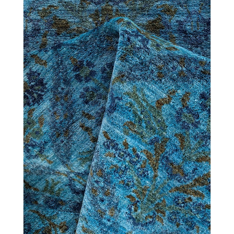 Vibrance One-of-a-Kind Hand-Knotted Area Rug - Blue, 8' 1" x 8' 1" - 8' 1" x 8' 1"