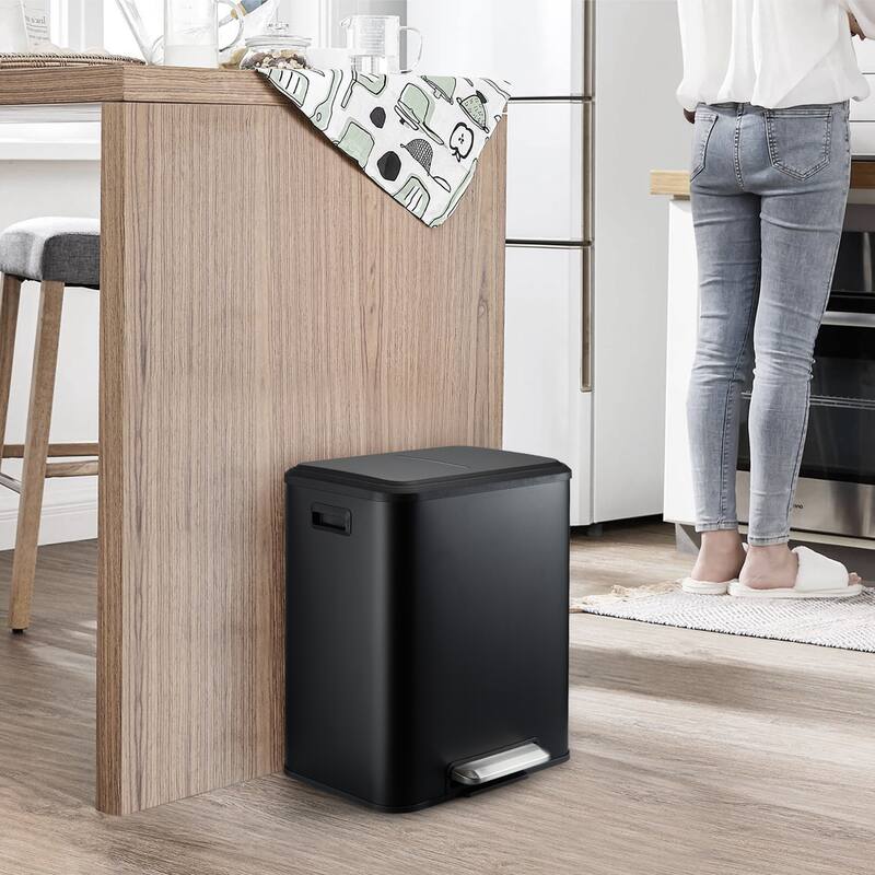 Stainless Steel Dual Trash Can, 2 x 4 Gal (2 x 15L)