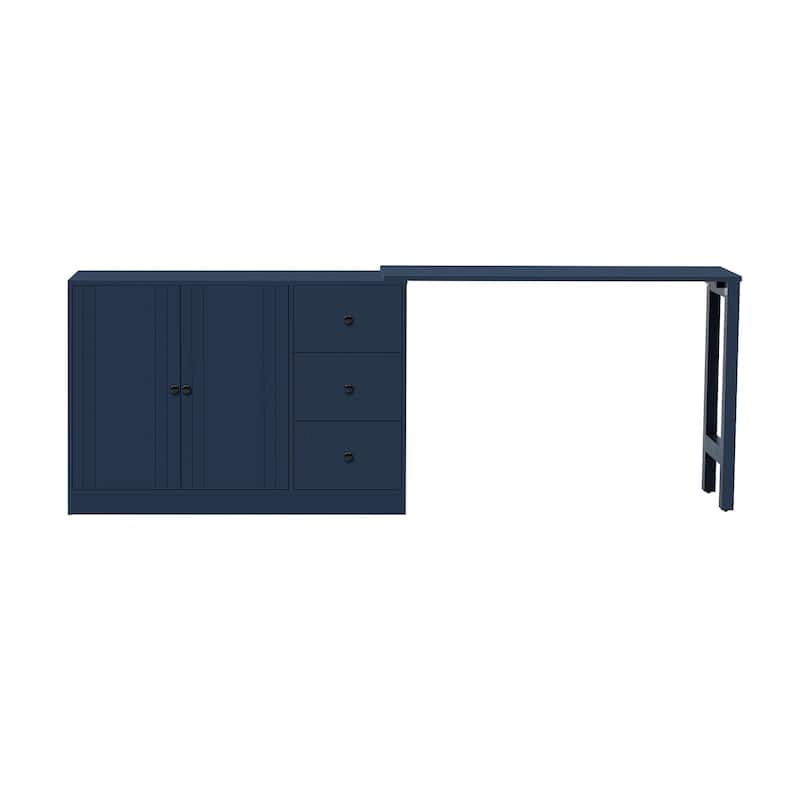 89.7"Wooden Sideboard with Extendable Table,Multifunctional Storage Cabinet with 2 Doors and 3 Drawers,for Living Room,Study
