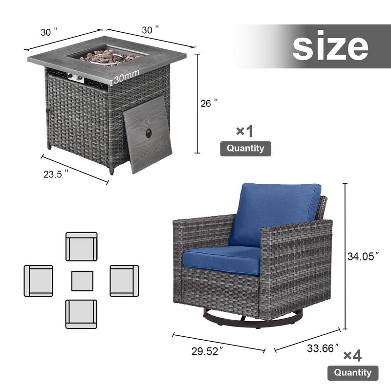 Gymojoy Outdoor Fire Pit Conversation Set, Patio Furniture with Cushions