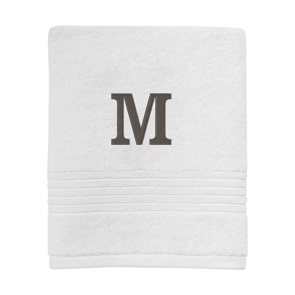 Avanti Linens Wht/Gry Block Monogram Hand Towel - Hand Towel