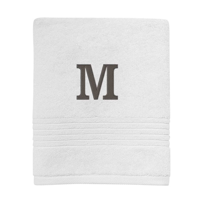 Avanti Linens Wht/Gry Block Monogram Hand Towel - Hand Towel