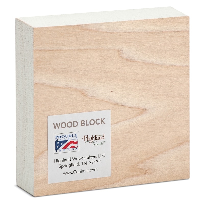Wood Block Décor Message Cover with Feathers Sign, 3.75 inches Square, Made in The USA - Multi-39