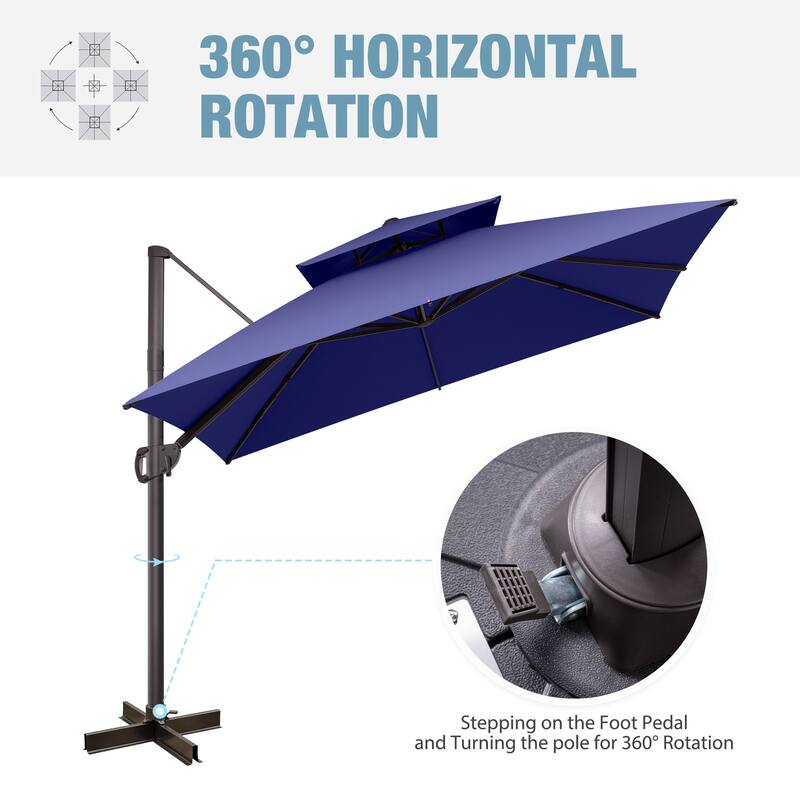 VredHom 10x10 FT Outdoor Patio Cantilever Offset Umbrella 360 degrees Rotation