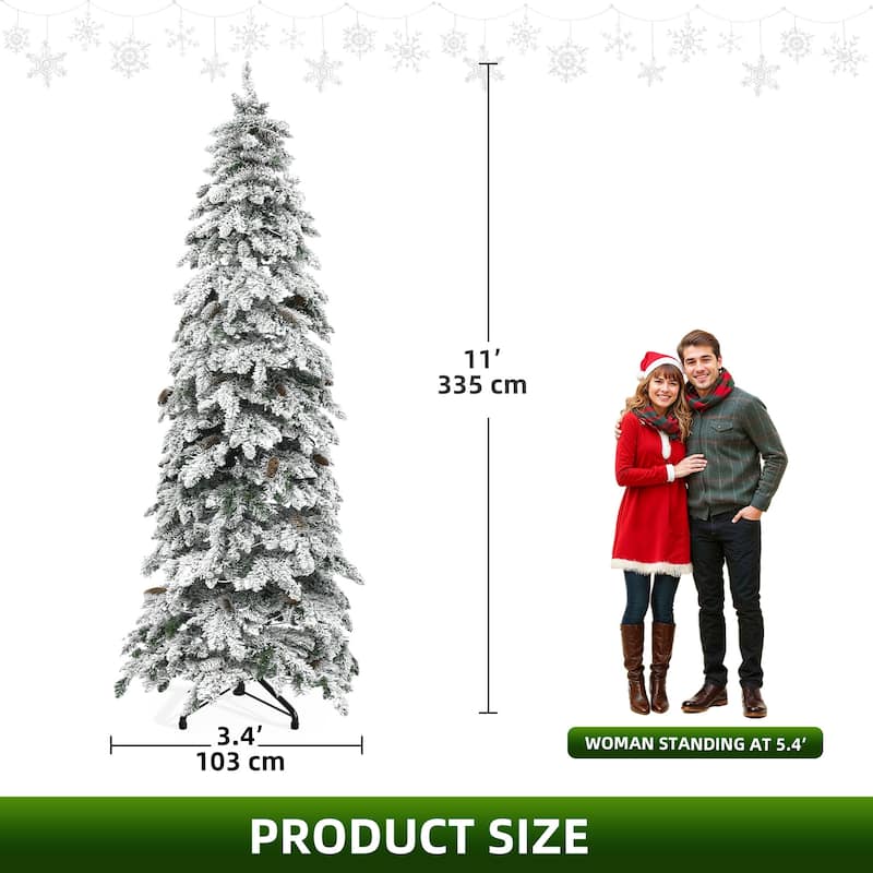 Elegant Pre-Lit Artificial Christmas Tree Collection , Multiple Styles with Remote Control & Snow Flocking