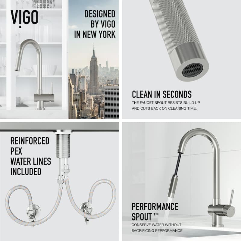 VIGO Gramercy 17" H Single Handle Pull-Down Spout Kitchen Faucet with Touchless Sensor