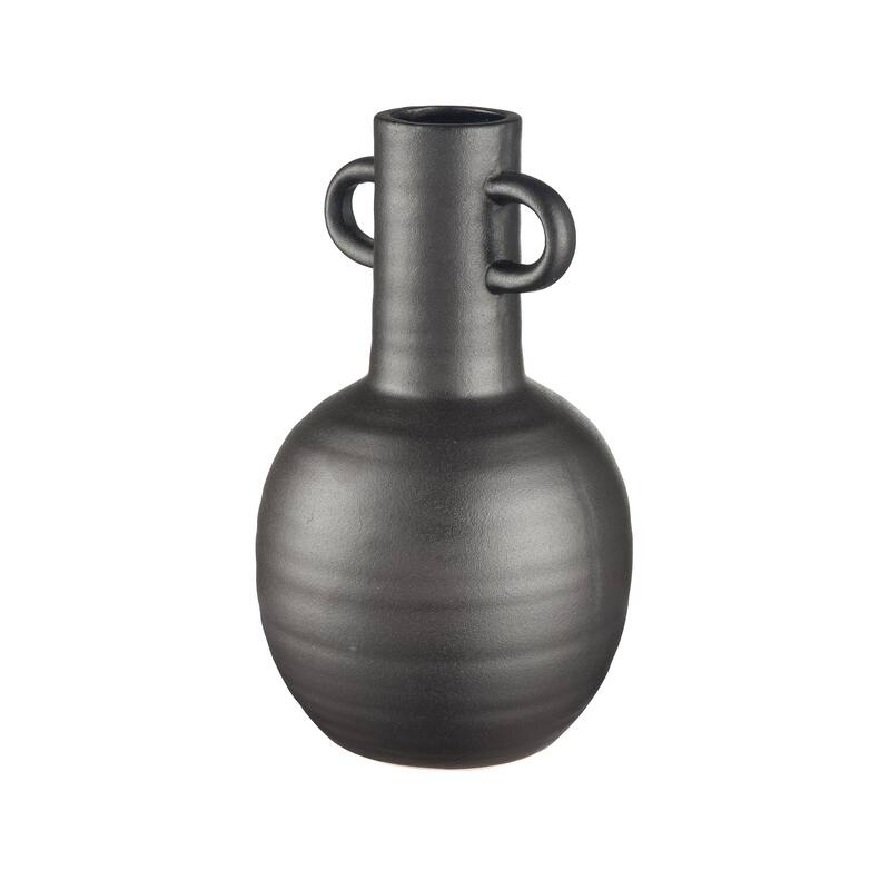 Elk Home Pavit Black Earthenware 6.5 Inch Wide Vase