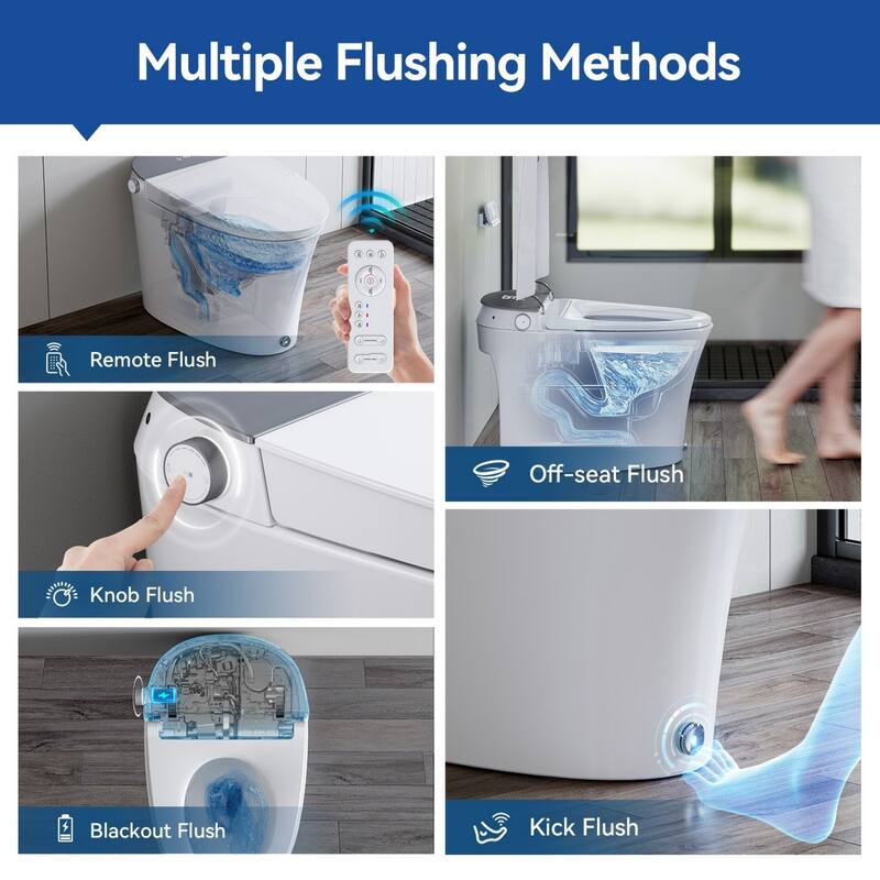 Smart Bidet Toilet with Built-In Tank & Pump, 17" Chair Height, Heated Seat, Wash/Dry, Remote