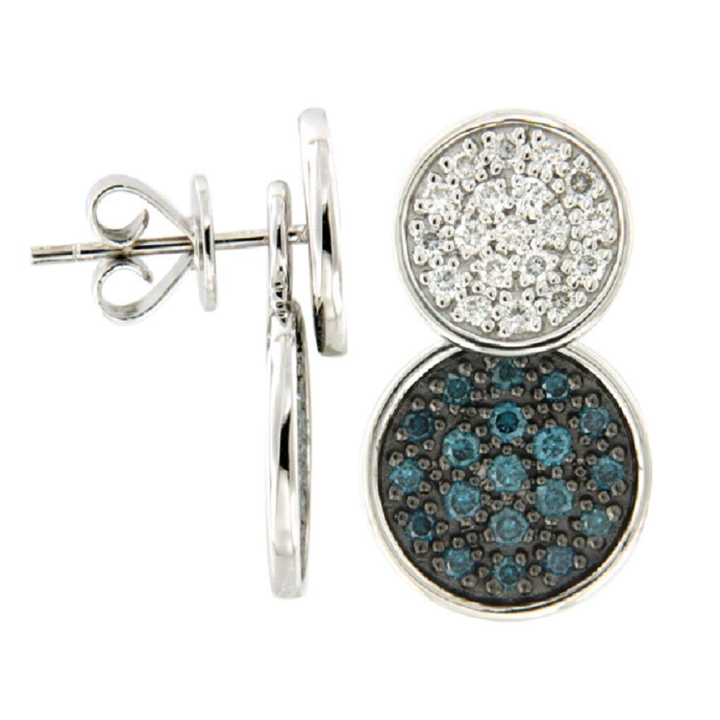 Shop Prism Jewel 925 Silver 1ctw Blue Color Diamond With White Diamond Double Sided Earrings On Sale Overstock 30355568