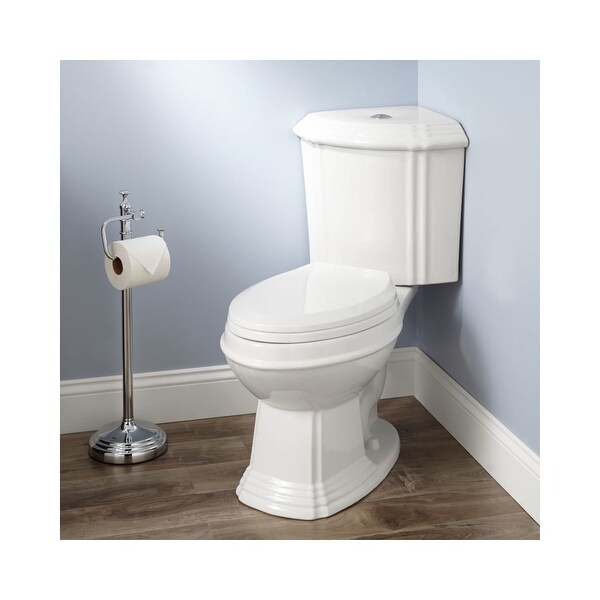 Signature Hardware Barnum Dual Flush Corner Toilet With Seat In White Barnum Dual Flush Corner Toilet