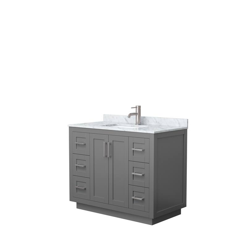 Miranda Single Vanity Set, White Carrara Marble Top, No Mirror