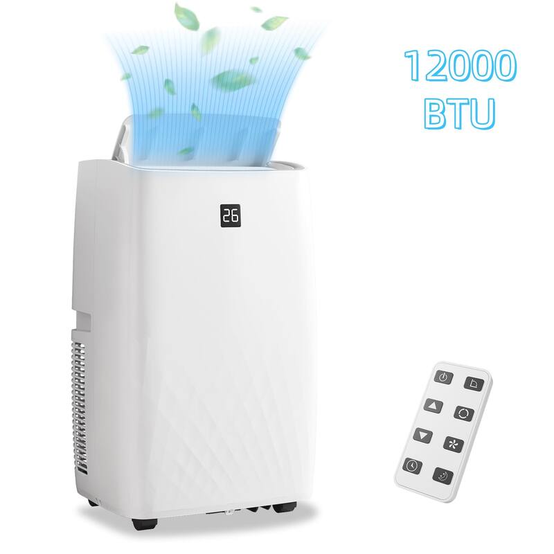 12000 BTU Portable Air Conditioner with Remote, 3-in-1 AC - White