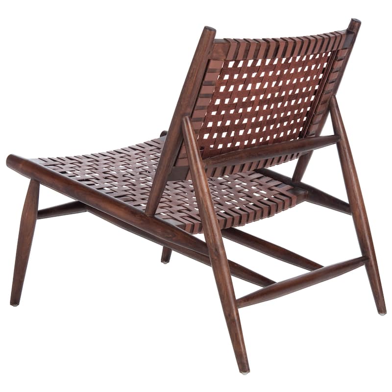 SAFAVIEH Soleil Squared Leather Woven Accent Chair - 26" W x 31.5" L x 30.7" H