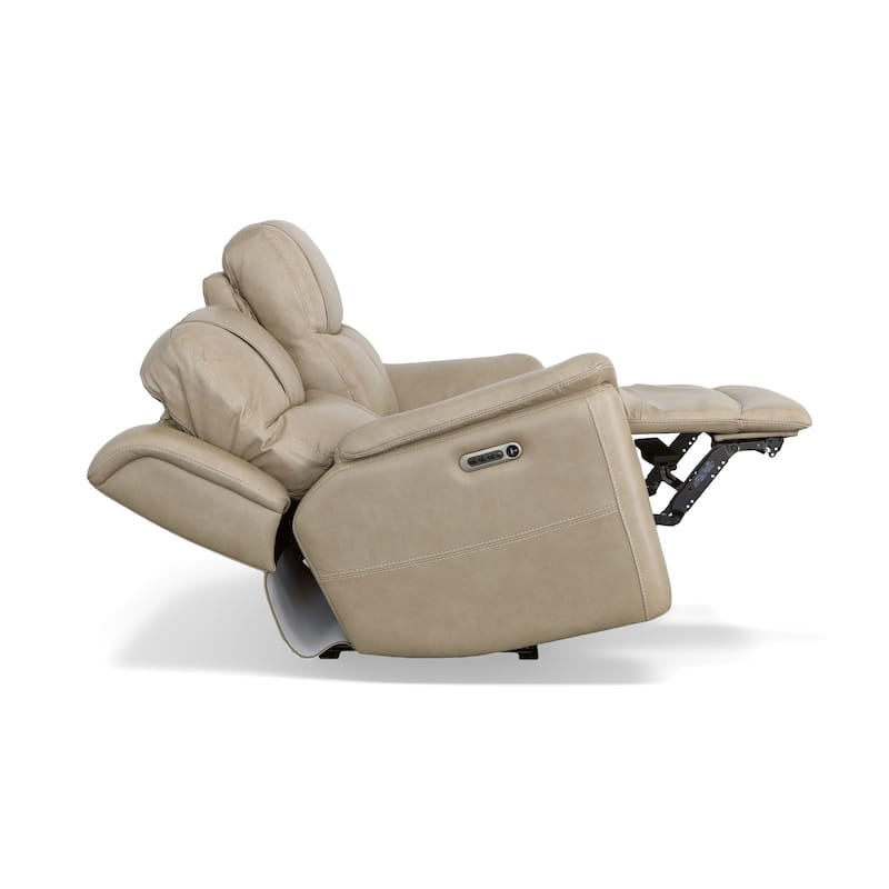 Crew Top Grain Leather Power Reclining Loveseat with Power Headrests & Lumbar